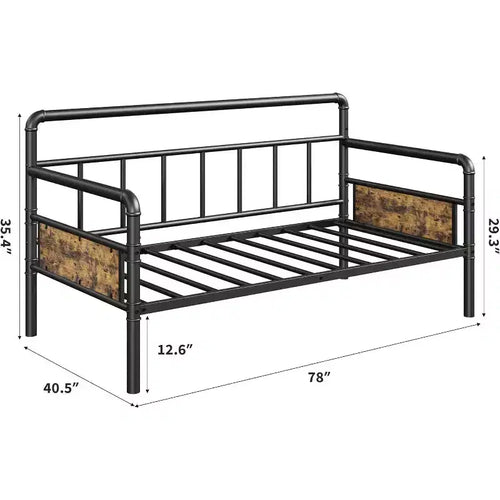 Cadre de lit de repos métallique Acekool Twin Size, lit robuste pour salon, chambre à coucher ou chambre d'amis