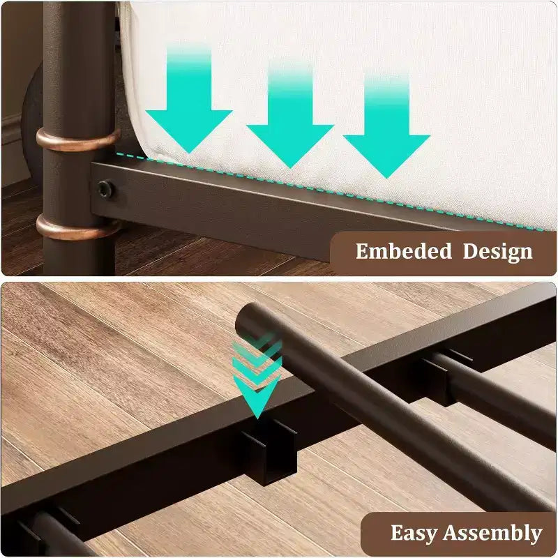 Cadre de lit de repos métallique Acekool Twin Size, lit robuste pour salon, chambre à coucher ou chambre d'amis