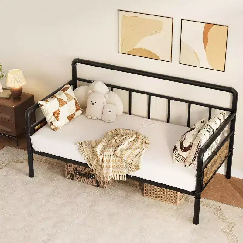 Cadre de lit de repos métallique Acekool Twin Size, lit robuste pour salon, chambre à coucher ou chambre d'amis