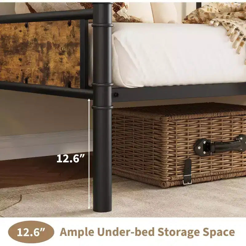 Cadre de lit de repos métallique Acekool Twin Size, lit robuste pour salon, chambre à coucher ou chambre d'amis