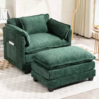 Chic Crate - Boucle Convertible Sofa Bed with Ottoman - 55 Wide Sleeper, Deep Cushions & Thick Arms - Living Room/Bedroom - 3 Luxe Colors