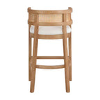 Christopher Knight Home Marie Tabourets de bar contemporains en bois d'hévéa rembourrés avec dossier incurvé en rotin (Lot de 2)