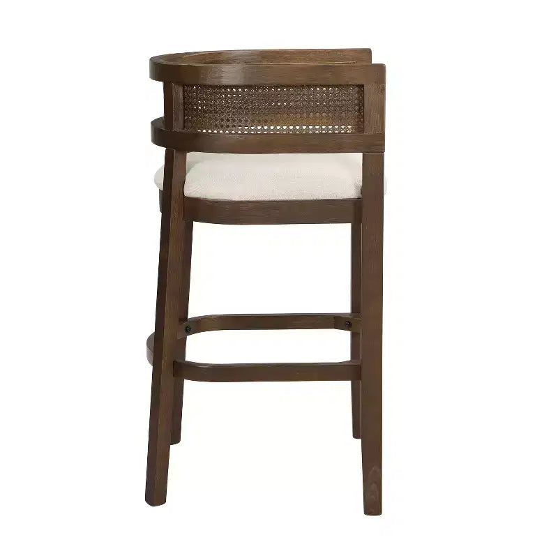 Christopher Knight Home Marie Tabourets de bar contemporains en bois d'hévéa rembourrés avec dossier incurvé en rotin (Lot de 2)
