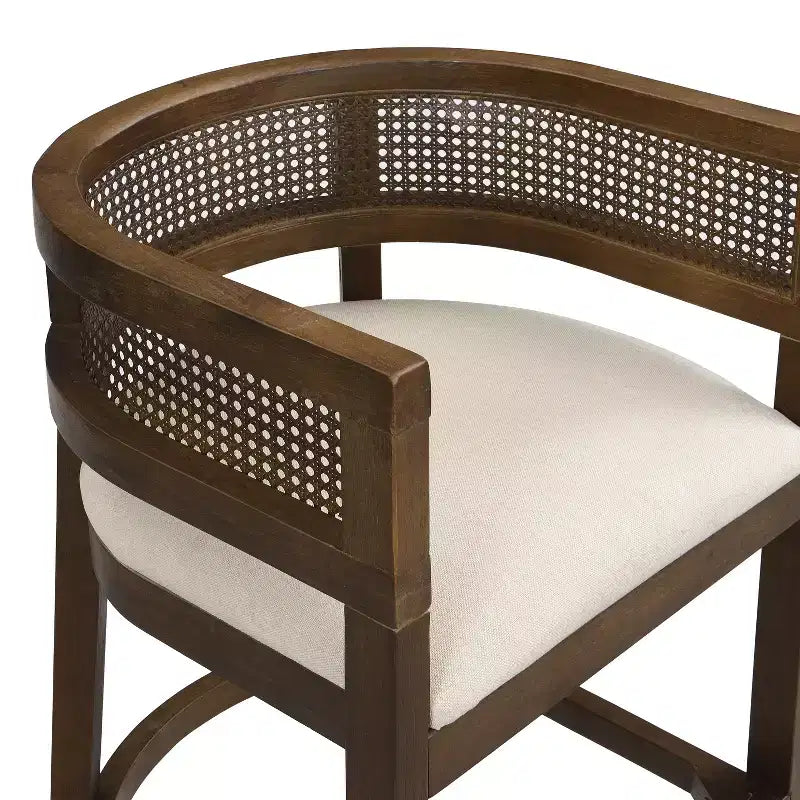 Christopher Knight Home Marie Tabourets de bar contemporains en bois d'hévéa rembourrés avec dossier incurvé en rotin (Lot de 2)