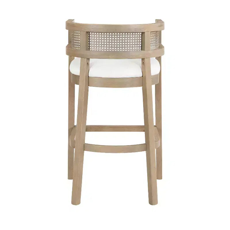 Christopher Knight Home Marie Tabourets de bar contemporains en bois d'hévéa rembourrés avec dossier incurvé en rotin (Lot de 2)