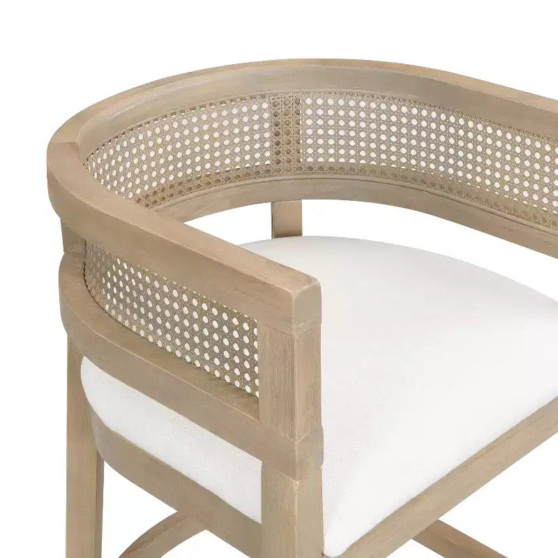 Christopher Knight Home Marie Tabourets de bar contemporains en bois d'hévéa rembourrés avec dossier incurvé en rotin (Lot de 2)
