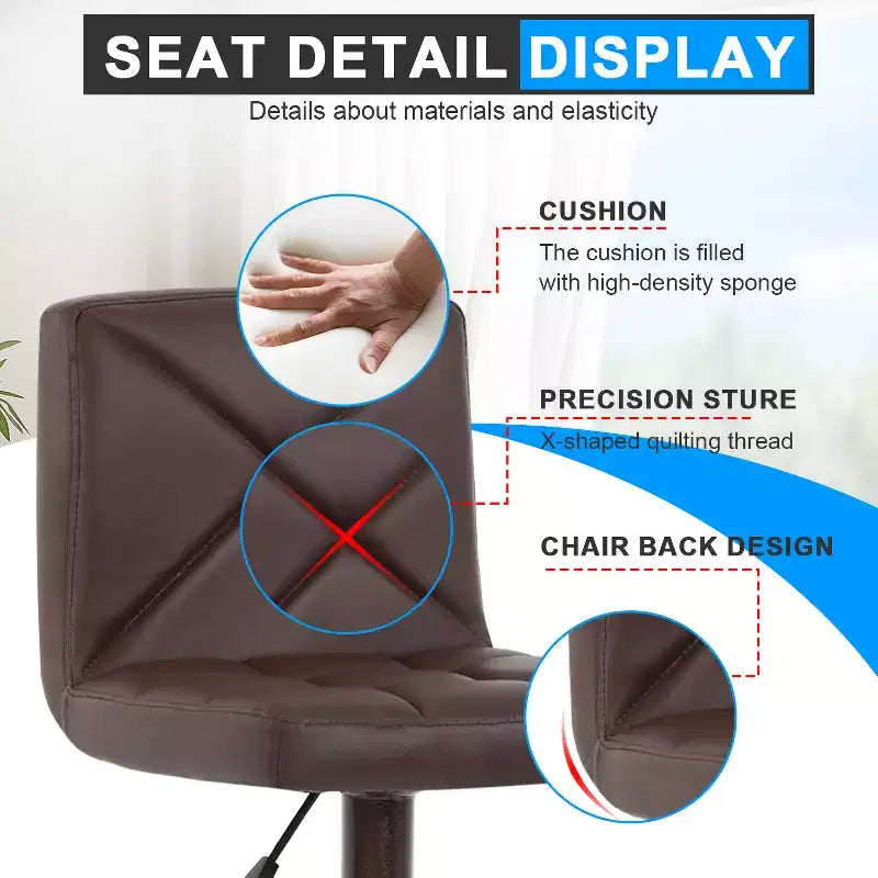 BestMassage Tabouret de bar moderne Pivotant Lot de 2 Tabourets de comptoir réglables en hauteur