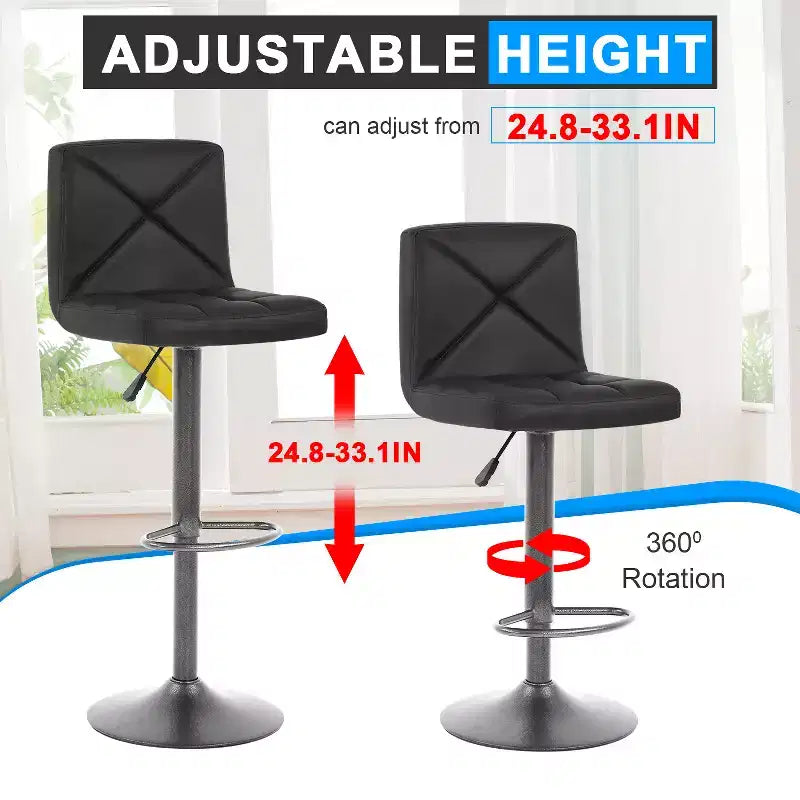 BestMassage Tabouret de bar moderne Pivotant Lot de 2 Tabourets de comptoir réglables en hauteur