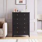 Commode Garvee à 5 tiroirs, commode en bois de style fermier pour vêtements, grande commode de rangement, pour salon, placard, couloir