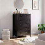 Commode Garvee à 5 tiroirs, commode en bois de style fermier pour vêtements, grande commode de rangement, pour salon, placard, couloir