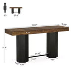 Table haute de bar industrielle MAYEERTY 71, plateau en MDF imitation noyer, pour 4 à 6 personnes, avec base hexagonale, capacité de 136 kg
