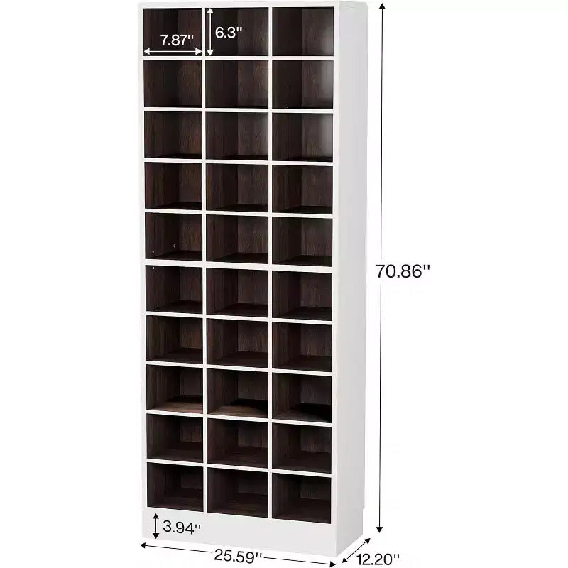Meuble à chaussures 10 niveaux Lantine, étagère à chaussures en bois blanc et marron avec 30 casiers pour placard, entrée, salon