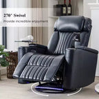 Fauteuil inclinable pivotant 270° avec lumières LED, plateau rotatif 360° et port USB - Fauteuil électrique de cinéma maison pour salon