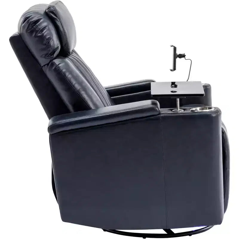 Fauteuil inclinable pivotant 270° avec lumières LED, plateau rotatif 360° et port USB - Fauteuil électrique de cinéma maison pour salon