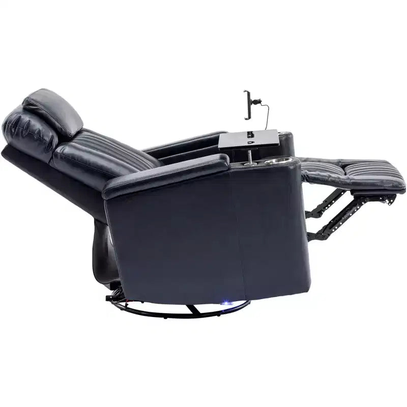 Fauteuil inclinable pivotant 270° avec lumières LED, plateau rotatif 360° et port USB - Fauteuil électrique de cinéma maison pour salon
