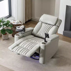 Fauteuil inclinable pivotant 270° avec lumières LED, plateau rotatif 360° et port USB - Fauteuil électrique de cinéma maison pour salon
