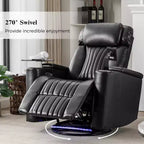 Fauteuil inclinable pivotant 270° avec lumières LED, plateau rotatif 360° et port USB - Fauteuil électrique de cinéma maison pour salon