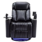 Fauteuil inclinable pivotant 270° avec lumières LED, plateau rotatif 360° et port USB - Fauteuil électrique de cinéma maison pour salon