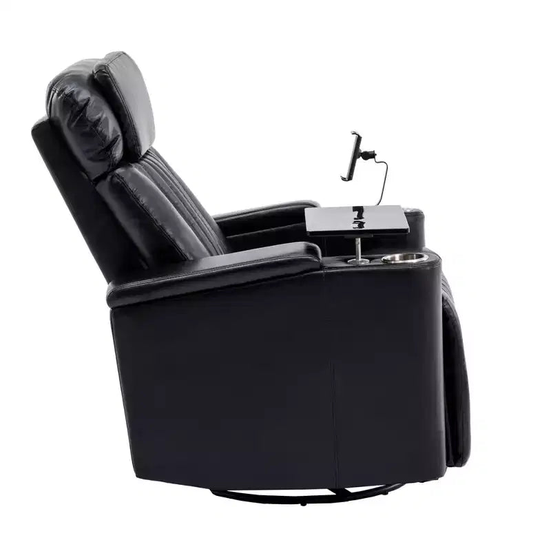 Fauteuil inclinable pivotant 270° avec lumières LED, plateau rotatif 360° et port USB - Fauteuil électrique de cinéma maison pour salon