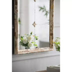 Grand miroir mural encadré crème et or 22 x 48, miroir en bois arqué avec aspect fenêtre décorative pour salon, salle de bain, entrée