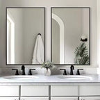 Miroir suspendu rectangulaire double face monté avec bord fin, angle droit, en alliage d'aluminium noir