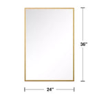 Miroir suspendu rectangulaire en alliage d'aluminium doré avec bord fin et double face de montage