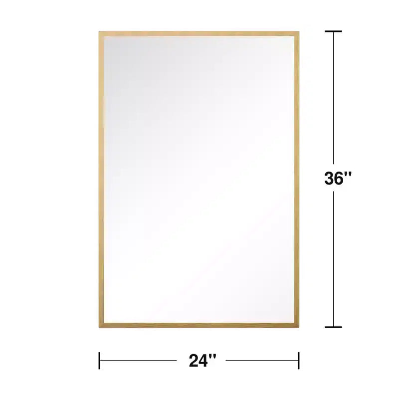 Miroir suspendu rectangulaire en alliage d'aluminium doré avec bord fin et double face de montage