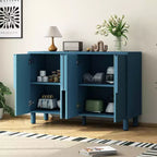 Bahut 4 portes avec rangement, buffet en bois avec poignées et étagères réglables
