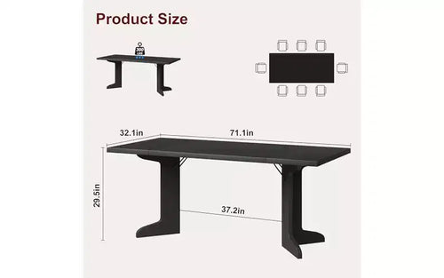 71 Grande table à manger pour 6 à 8 personnes, table de salle à manger moderne avec pieds en bois uniques, table à manger rectangulaire pour cuisine, salle à manger et salon