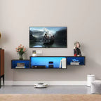 Meuble TV flottant mural à LED CLIHOME, meubles de rangement décoratifs avec station de charge