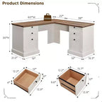 SinCiDo Bureau d'angle en L de 60 pouces, bureau d'ordinateur de style rustique avec station de charge, meuble de rangement pour dossiers, tiroir, bureau d'étude