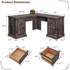 SinCiDo Bureau d'angle en L de 60 pouces, bureau d'ordinateur de style rustique avec station de charge, meuble de rangement pour dossiers, tiroir, bureau d'étude