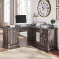 SinCiDo Bureau d'angle en L de 60 pouces, bureau d'ordinateur de style rustique avec station de charge, meuble de rangement pour dossiers, tiroir, bureau d'étude