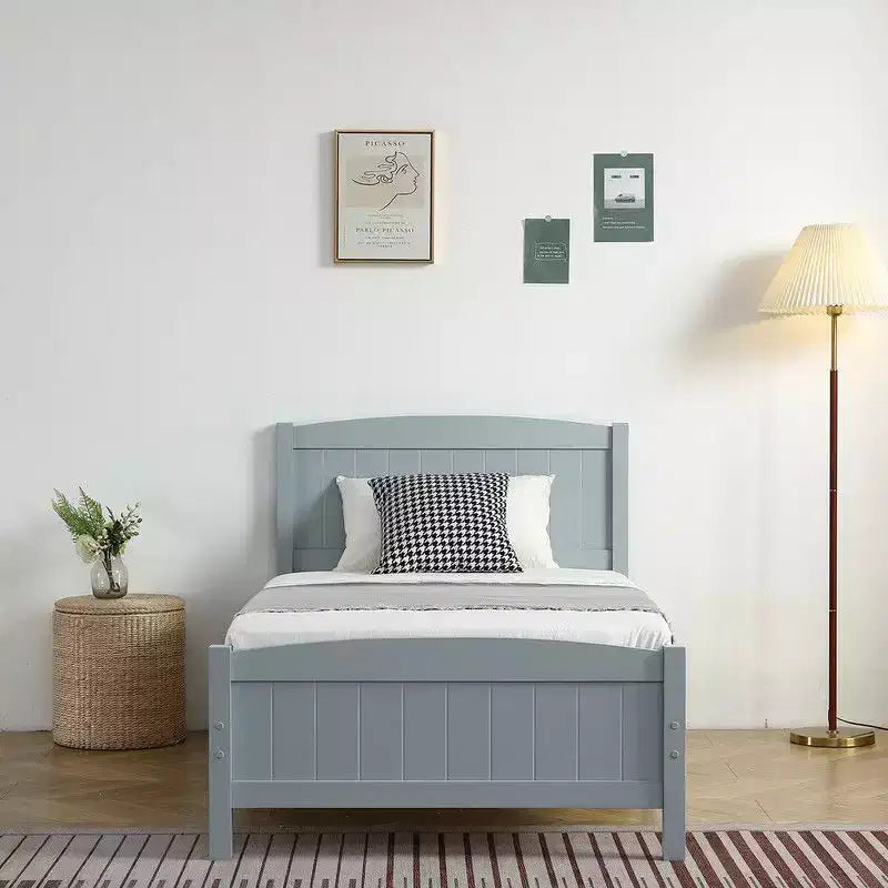 Cadre de lit simple en bois massif Karl Home Gris