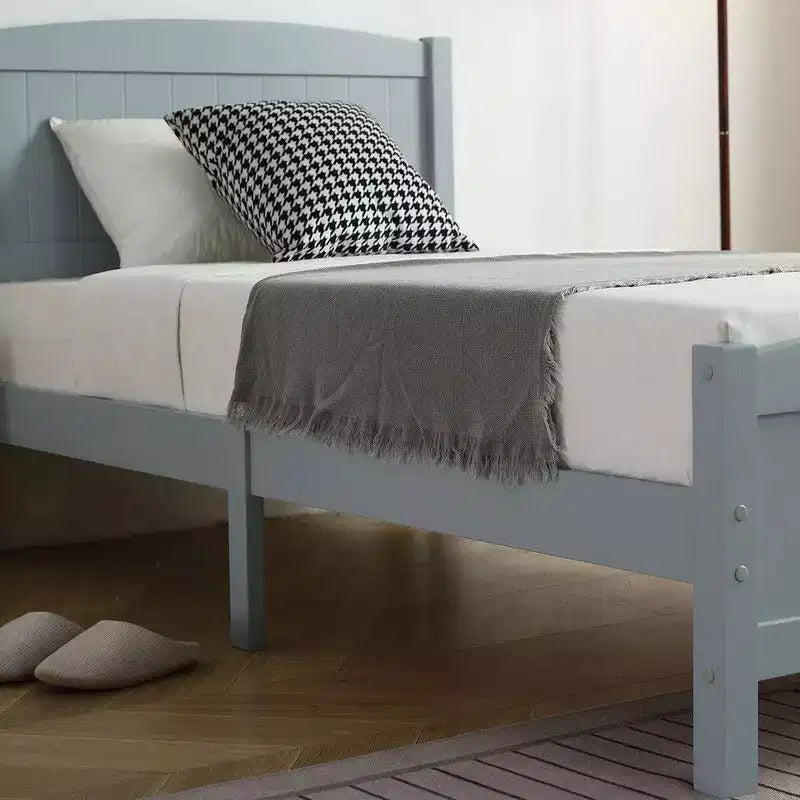 Cadre de lit simple en bois massif Karl Home Gris