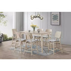 Nouvelle collection Classique, Oscar, ensemble de salle à manger 7 pièces en bois de frêne blanc
