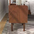 Table de chevet à double niveau Roundhill Furniture Wyller, table d'appoint, finition noyer naturel