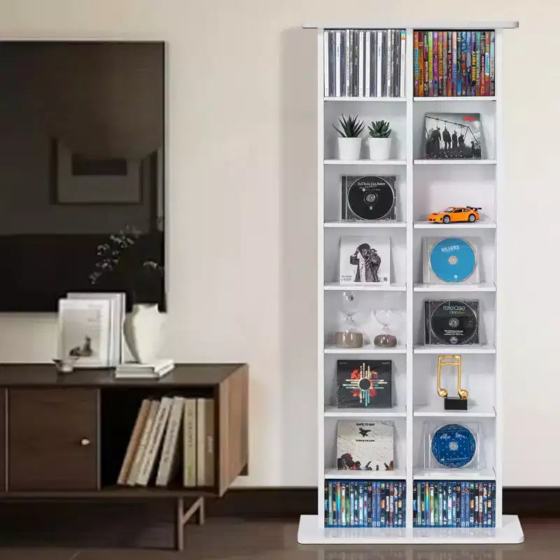 Meuble de rangement multimédia VEVOR, étagère DVD à 8 niveaux pouvant contenir jusqu'à 464 CD, étagères CD réglables à 16 compartiments, protège et organise la musique et les films
