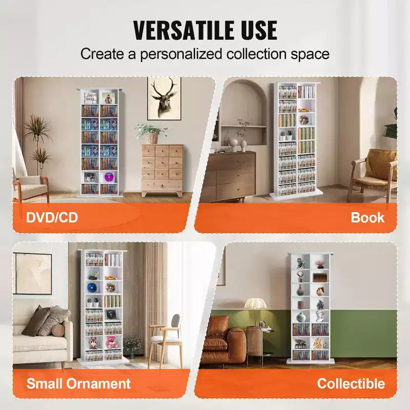 Meuble de rangement multimédia VEVOR, étagère DVD à 8 niveaux pouvant contenir jusqu'à 464 CD, étagères CD réglables à 16 compartiments, protège et organise la musique et les films