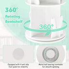 Costway Étagère à livres rotative pour enfants, 2 niveaux, autoportante, présentoir de rangement rotatif à 360°, blanc/rose