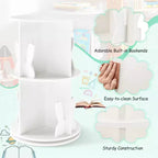 Costway Étagère à livres rotative pour enfants, 2 niveaux, autoportante, présentoir de rangement rotatif à 360°, blanc/rose