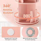 Costway Étagère à livres rotative pour enfants, 2 niveaux, autoportante, présentoir de rangement rotatif à 360°, blanc/rose