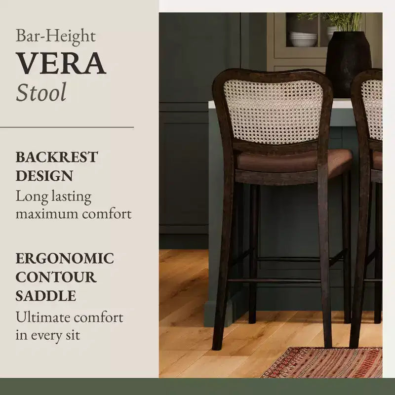 Tabouret de bar Maven Lane Vera avec revêtement en tissu, hauteur d'assise de 79 cm
