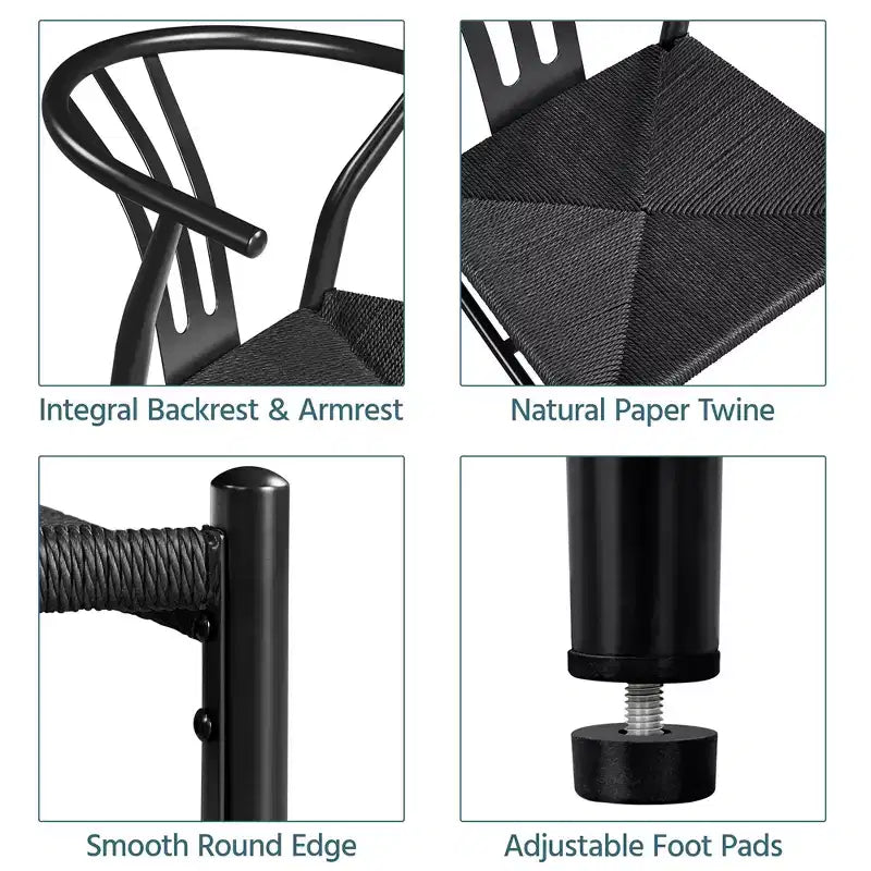 Yaheetech Lot de 4 Fauteuils Modernes avec Dossier Ouvert