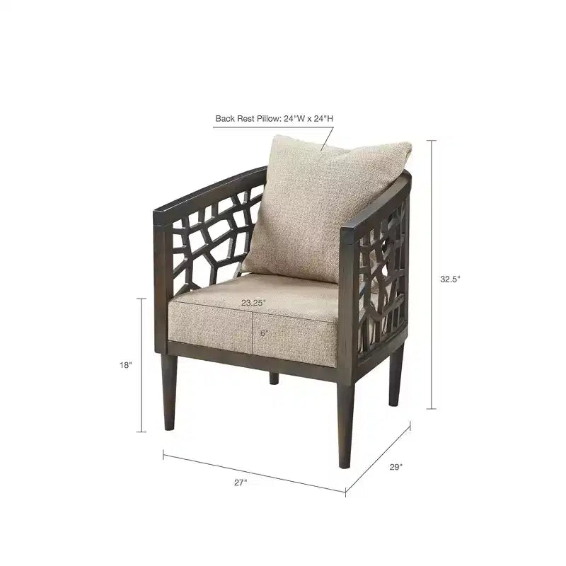 Fauteuil d'appoint Okak Crackle avec coussin rembourré confortable, cadre en bois massif, fauteuil de lecture élégant Morrocco pour salon, salle d'attente
