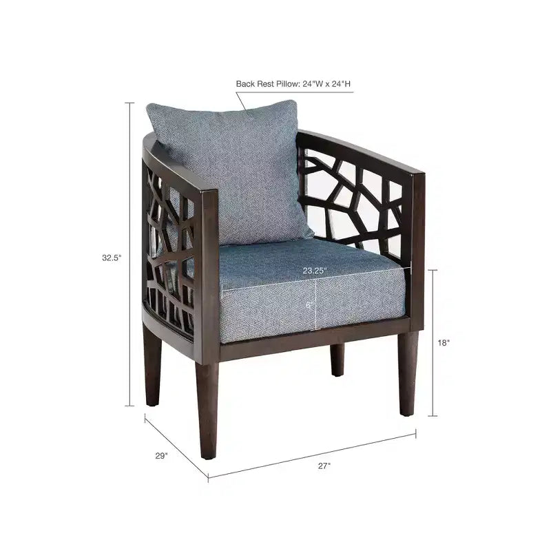 Fauteuil d'appoint Okak Crackle avec coussin rembourré confortable, cadre en bois massif, fauteuil de lecture élégant Morrocco pour salon, salle d'attente