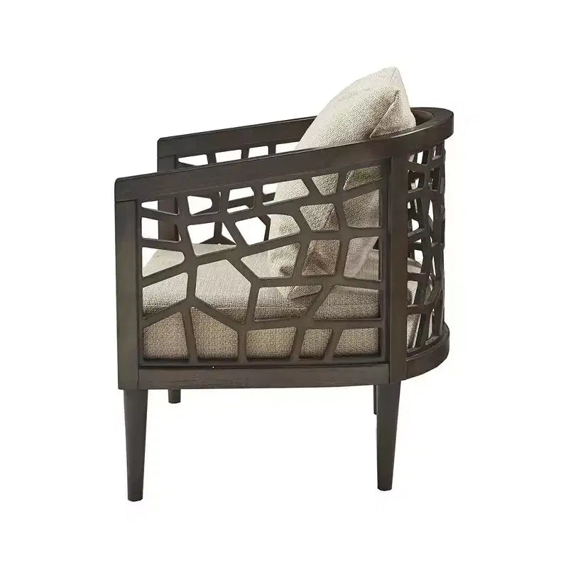 Fauteuil d'appoint Okak Crackle avec coussin rembourré confortable, cadre en bois massif, fauteuil de lecture élégant Morrocco pour salon, salle d'attente
