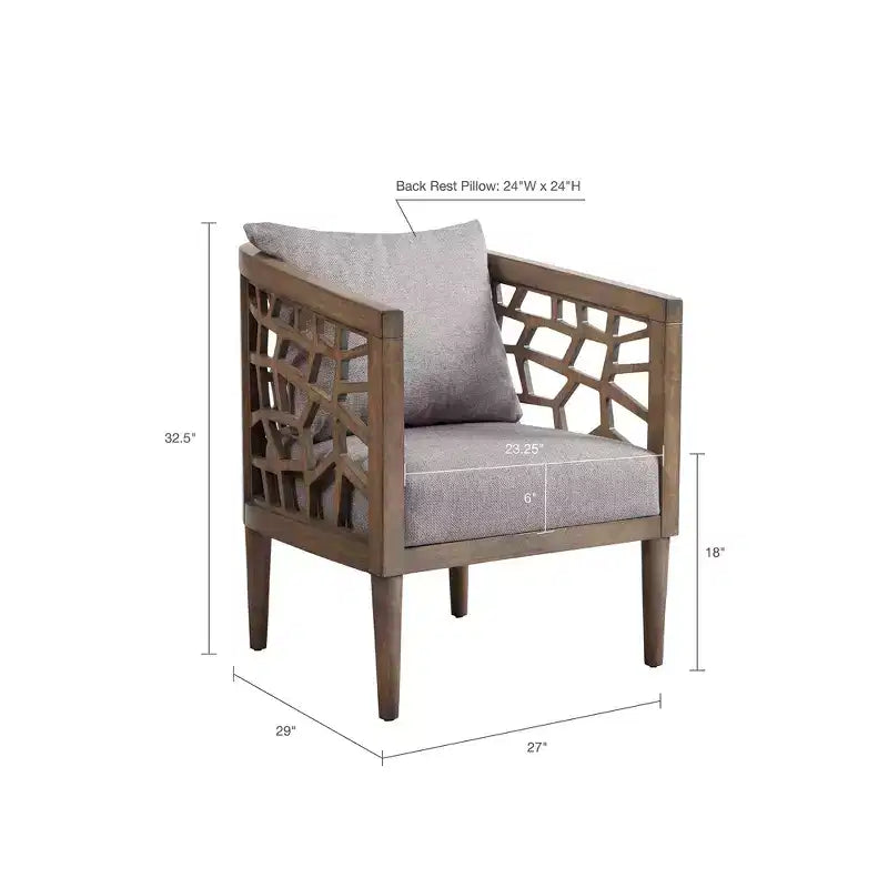 Fauteuil d'appoint Okak Crackle avec coussin rembourré confortable, cadre en bois massif, fauteuil de lecture élégant Morrocco pour salon, salle d'attente