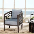 Fauteuil d'appoint Okak Crackle avec coussin rembourré confortable, cadre en bois massif, fauteuil de lecture élégant Morrocco pour salon, salle d'attente