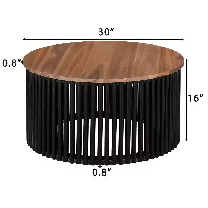 Table basse Christopher Knight Home Zanvia 30 en bois d'acacia rond avec base à lattes